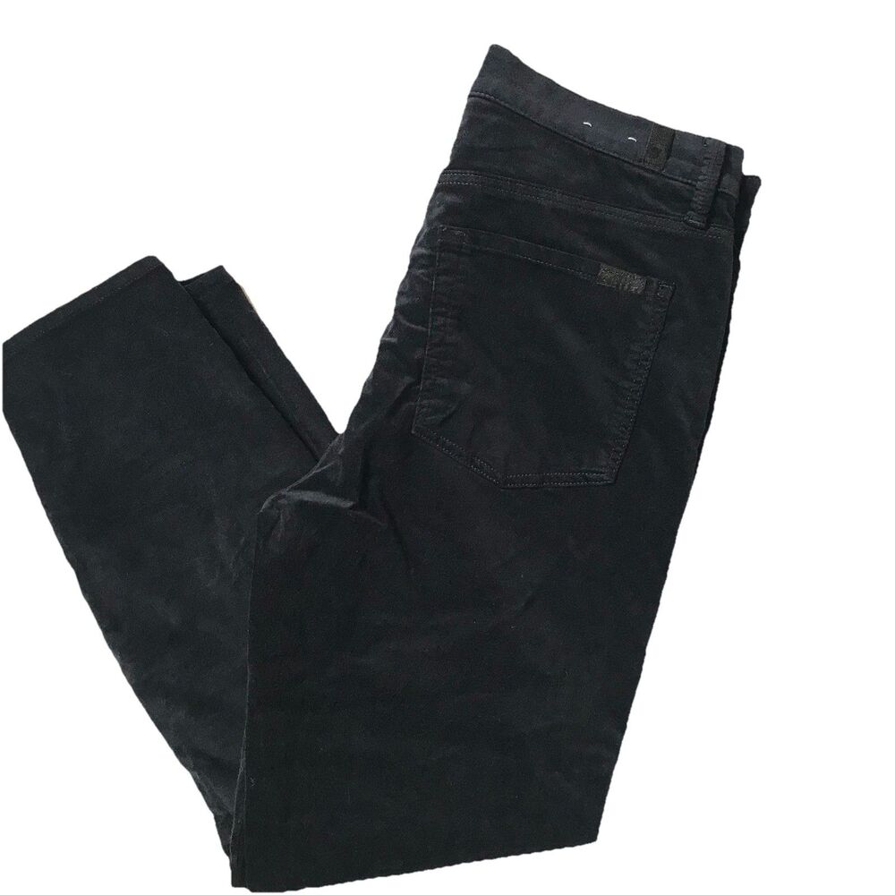 Seven for All Mankind 7FAM The High Waist Ankle Skinny Pants Black Velvet 31 X27